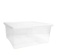 Sicignano - Contenedor transparente con tapa de 55 litros | Caja de almacenamiento Spring | Caja de almacenamiento de plástico resistente y ahorra espacio | Ideal para casa, oficina y garaje |