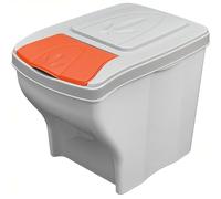 Sicignano | Cubo de basura apilable individual para recogida diferenciada, 20 l, plástico, tapa de colores surtidos - Componible para debajo del fregadero, interiores y exteriores (blanco, 1)