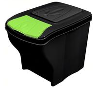 Sicignano | Cubo de basura apilable individual para recogida diferenciada, 20 l, plástico, tapa de colores surtidos - Diseño ondulado, componible para debajo del fregadero, interior exterior (negro,