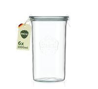 Sicignano - Jarrón de cristal Weck (6 unidades, con tapa, cierre hermético, clip inoxidable) en paquete original (1000, circular, 1, MCMSIC)