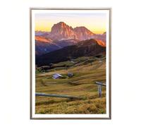 Sicignano | Marco abombado moderno de 50 x 70 cm de madera de nogal con panel MDF robusto cristal crilex - Portafotos de pared horizontal vertical, para fotos, cuadros, carteles, documentos, diploma