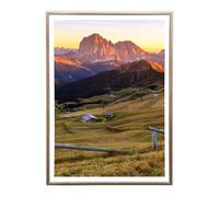 Sicignano | Marco Bombado Moderno 35x50 cm en Madera de Nogal con Panel MDF Robusto, Vidrio Crilex - Portafotos de Pared Horizontal Vertical, para Fotos, Cuadros, Pósteres, Documentos, Diplomas