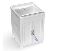 Sicignano - Mueble lavabo de resina PP 60 x 60 x 85 cm con bañera y tabla, para interior y exterior, jardín y lavandería