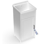 Sicignano - Mueble lavabo de resina termoplástica PP/PVC 40 x 40 x 85 cm con bañera y puerta individual, kit de montaje incluido, para interior y exterior