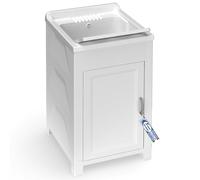 Sicignano - Mueble lavadero de resina PP 45 x 50 x 85 cm con bañera perforable, kit de montaje y tabla de lavado, para interior y exterior, fabricado en Italia