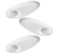 Sicignano | Plato con salsera de melamina blanca 33 x 17,5 x 3,2 cm | Elegante resistente y ligero | Perfecto para buffet catering eventos uso diario | fácil de limpiar, antigolpes (3)