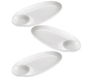 Sicignano | Plato con salsera de melamina blanca 33 x 17,5 x 3,2 cm | Elegante resistente y ligero | Perfecto para buffet catering eventos uso diario | fácil de limpiar, antigolpes (3)