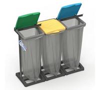Sicignano - Portabolsas para recogida selectiva recomendadas para bolsas de 80-110 l, estructura modular de resina, interior/exterior (3 plazas)