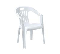 Sicignano | Silla de jardín de plástico, sillón Piona, silla con reposabrazos de exterior, con respaldo bajo, apilable, ligera, fácil de limpiar, 56 x 55 x 78 (h) cm (1, blanco)