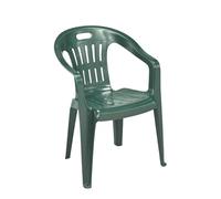 Sicignano | Silla de jardín de plástico, sillón Piona, silla con reposabrazos de exterior, con respaldo bajo, apilable, ligera, fácil de limpiar, 56 x 55 x 78 (alt) cm (1, verde)