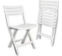 Sicignano | Silla plegable blanca, ligera y cómoda para interiores y exteriores, 44 x 41 x 78 cm, polipropileno - Jardín, Balcón Terraza, Playa (2)