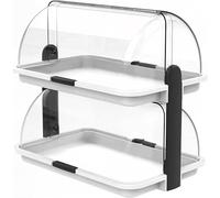 Sicignano | Vitrina expositora doble para mostrador, blanco, 46,5 x 31,5 x 40,5 cm - Expositor neutro para bar, restaurante, bufé, B&B, desayuno, almuerzo, cena, vitrina para dulces - 2 pisos