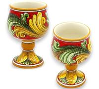 SICILIA BEDDA CAPACI Cáliz de cerámica de Caltagirone - h 13 x 8 cm Aprox. (1 Pieza) Varias Opciones de decoración - decoro 2