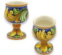 SICILIA BEDDA CAPACI Cáliz de cerámica de Caltagirone - h 13 x 8 cm Aprox. (1 Pieza) Varias Opciones de decoración - decoración 1