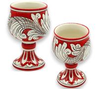 SICILIA BEDDA CAPACI Cáliz de cerámica de Caltagirone - h 13 x 8 cm Aprox. (1 Pieza) Varias Opciones de decoración - decoro 4