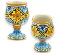 SICILIA BEDDA CAPACI Cáliz de cerámica de Caltagirone - h 13 x 8 cm Aprox. (1 Pieza) Varias Opciones de decoración - decoro 5