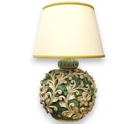 SICILIA BEDDA CAPACI Lámpara de Bola, cerámica de Caltagirone, Aprox. Alto 60 cm. Aplicaciones Verdes y barrocas por Todas Partes.
