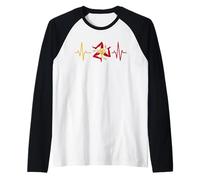 Sicilia Heartbeat Trinacria Símbolo Bandera Siciliana Orgullo de Sicilia Camiseta Manga Raglan