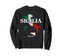 Sicilia Italia Bandera Mapa Patrimonio Italiano Viajes Vacaciones Sudadera