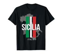 Sicilia Italia Italia Mapa Italia Bandera Italiana Rayas Verticales Camiseta