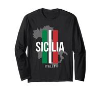 Sicilia Italia Italia Mapa Italia Bandera Italiana Rayas Verticales Manga Larga