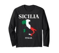 Sicilia Italia Mapa Bandera Italiana Colores Pride Heritage Manga Larga