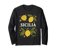 Sicilia Limón Diseño Siciliano Fruta Arte Sicilia Amante Manga Larga