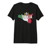 Sicilia y Bandera Italia Región Retro Mapa Vintage Souvenir Camiseta Premium