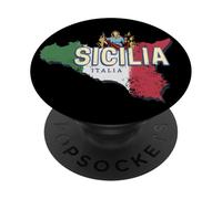 Sicilia y Bandera Italia Región Retro Mapa Vintage Souvenir PopSockets PopGrip Adhesivo