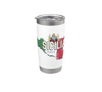 Sicilia y bandera Italia Región retro Mapa Vintage Souvenir Vaso térmico de acero inoxidable de doble pared