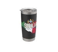 Sicilia y bandera Italia Región retro Mapa Vintage Souvenir Vaso térmico de acero inoxidable de doble pared