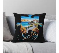 Sicily Italy Travel Adventure - Funda de almohada cuadrada de poliéster y lino, terciopelo, con cremallera, decorativa, para el hogar