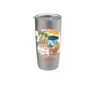 Sicily Sign I Love Sicily, Sicily Italy Illustration Graphic Vaso térmico de acero inoxidable de doble pared