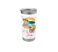 Sicily Sign I Love Sicily, Sicily Italy Illustration Graphic Vaso térmico de acero inoxidable de doble pared