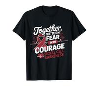 Sickle Cell Awareness Borgoña Cinta Miedo En Coraje Camiseta