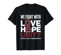 Sickle Cell Awareness Love Hope Unity Burdeos Ribbon Camiseta