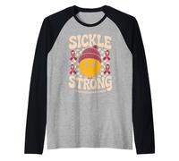 Sickle Strong - Groovy Sickle Cell Awareness Ribbon Camiseta Manga Raglan