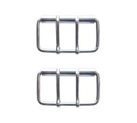 SICOLAS 2 hebillas de cinturón de metal grandes plateadas con doble pasador para correas de cuero más anchas y accesorios de ropa, plateado, 3.15" 2.36"