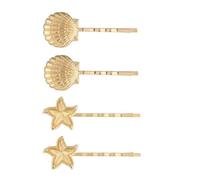 SICOPEE Horquillas de estrella de mar para mujeres y niñas, 4 pinzas doradas para el pelo de verano, playa, accesorios para el cabello para cabello largo y corto, horquillas con temática oceánica