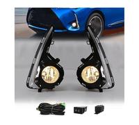 SICOTTON para Toyota para Yaris para Vitz 2018-2020 Faros Antiniebla LED Luces Circulación Diurna Angel Eyes Intermitentes Moldura Cromada Amarilla Y Blanca Conjunto Luces Antiniebla(Yellow Light)