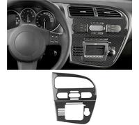 SICOTTON Pegatina Fibra Carbono Suave Panel Control Central Coche para Seat para Leon 2005 2006 2007 2008 2009 2010 2011 2012 LHD Molduras Interiores Automóviles(Black Carbon)