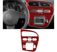 SICOTTON Pegatina Fibra Carbono Suave Panel Control Central Coche para Seat para Leon 2005 2006 2007 2008 2009 2010 2011 2012 LHD Molduras Interiores Automóviles(Red Carbon)
