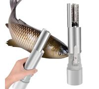 SICWEDIM Removedor eléctrico de escamas de pescado, potente raspador inalámbrico con cabezales de corte y 2 baterías, potente motor, para puestos de pescado y restaurantes de mariscos