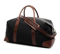 SID & VAIN Bolsa de viaje grande XL de lona y piel, bolsa de deporte grande Lennox, equipaje de mano para fin de semana con correa para el hombro, bolso de piel para hombre y mujer, color negro hecho