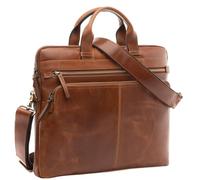 SID & VAIN Carson - Bolso bandolera para portátil de 14 pulgadas (piel, con compartimento para portátil), color marrón, Vintage Marrón Claro, large, Maletín
