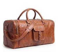 SID & VAIN Holdall Yale - Bolsa de viaje grande de piel auténtica, compartimento para fines de semana, bolsa de piel para hombre