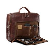 SID & VAIN Maletín portátil bolso mensajero grande XL cuero I Bolso para notebook 15,6" con funda extraíble para el portátil I Bandolera para laptop SIMON marrón hecho a mano