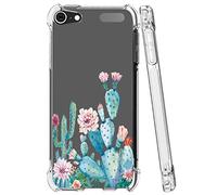 Sidande Funda para iPod Touch 7, Touch 6 con flores, a prueba de golpes, transparente, suave, flexible, TPU, delgada, para Apple iPod Touch 5/6/7ª generación, cactus