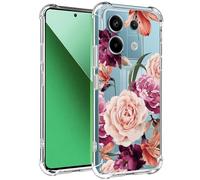 Sidande Funda Protectora para Redmi Note 13 Pro 5G/Poco X6 5G Case, Transparente con Flores protección Ligera y Flexible Cubierta de TPU Silicona Funda para Xiaomi Redmi Note 13 Pro 5G Flor Morada