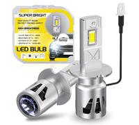 Sidaqi H3 Bombilla LED 6000K Blanco con ventilador 1:1 Mini Tamaño 32000LM Super Brillante LED H3 Kit Faro 12V para Luz Antiniebla Hi/Lo Beam -2PCS